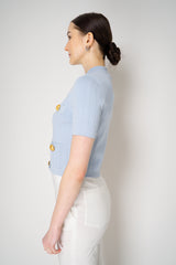 Balmain 4-Pocket Short Sleeve Knitted Cardigan in Light Blue Vancouver. Shop Online or in Store.