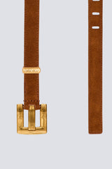 Balmain Anthem Belt 2Cm-Suede Leather in Terracotta Vancouver. Shop Online or in Store.