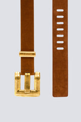 Balmain Anthem Belt 4.5Cm-Suede Leather in Terracotta Vancouver. Shop Online or in Store.