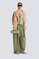 Balmain Anthem Clutch-Calfskin Belted Pouch in Sage Green Vancouver. Shop Online or in Store.