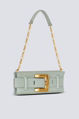 Balmain Anthem Clutch-Calfskin Belted Pouch in Sage Green Vancouver. Shop Online or in Store.