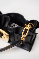 Balmain Anthem Mini-Calfskin Cinched Belted Bag in Black Vancouver. Shop Online or in Store.