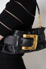 Balmain Anthem Mini-Calfskin Cinched Belted Bag in Black Vancouver. Shop Online or in Store.