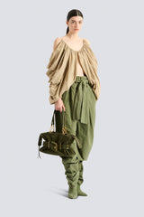 Balmain Anthem Suede Cinched Belted Bag in Olive Green Vancouver. Shop Online or in Store.
