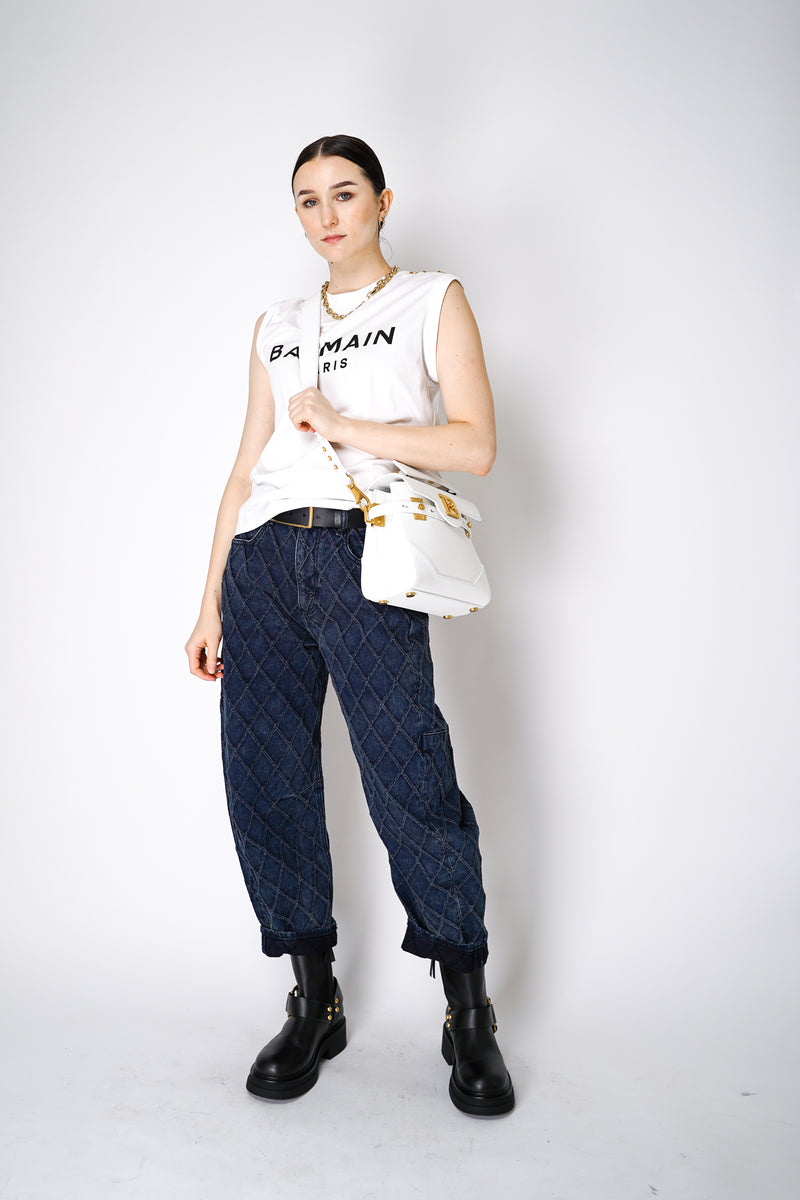Balmain B-Buzz 23 Grained Leather Bag in White Vancouver. Shop Online or in Store.