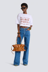 Balmain Balmain Plage Cropped Jersey T-Shirt in White Vancouver. Shop Online or in Store.