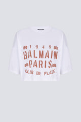 Balmain Balmain Plage Cropped Jersey T-Shirt in White Vancouver. Shop Online or in Store.