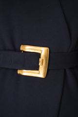 Balmain Belted Wool Wrap Coat in Dark Navy Vancouver. Shop Online or in Store.