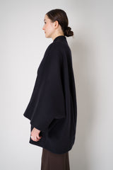 Balmain Belted Wool Wrap Coat in Dark Navy Vancouver. Shop Online or in Store.