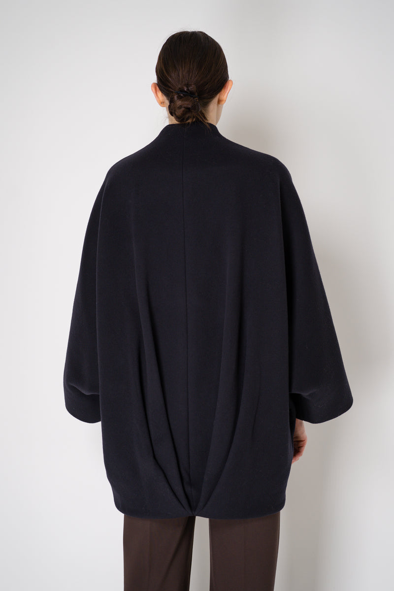 Balmain Belted Wool Wrap Coat in Dark Navy Vancouver. Shop Online or in Store.