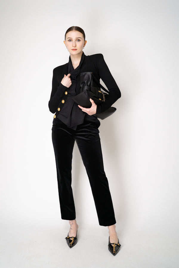 Balmain Bold Shoulder Cropped Knit Cardigan in Black Vancouver. Shop Online or in Store.
