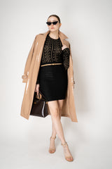 Balmain Bouclette Monogram Knee Length Skirt in Black Vancouver. Shop Online or in Store.