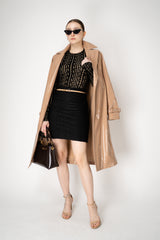 Balmain Bouclette Monogram Knee Length Skirt in Black Vancouver. Shop Online or in Store.