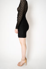 Balmain Bouclette Monogram Knee Length Skirt in Black Vancouver. Shop Online or in Store.