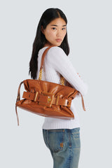 Balmain Calfskin Leather Cinched Belted Anthem Bag in Burnt Orange Vancouver. Shop Online or in Store.