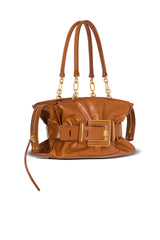 Balmain Calfskin Leather Cinched Belted Anthem Bag in Burnt Orange Vancouver. Shop Online or in Store.