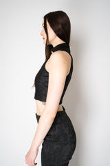 Balmain Cropped Baroque Pattern Halter Top in Black Vancouver. Shop Online or in Store.