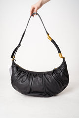 Balmain Ebene Large Hobo-Buffalo Leather Bag in Black Vancouver. Shop Online or in Store.