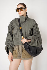 Balmain Ebene Large Hobo-Buffalo Leather Bag in Black Vancouver. Shop Online or in Store.