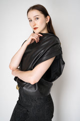 Balmain Faux Leather Draped Sleeveless Top in Black Vancouver. Shop Online or in Store.