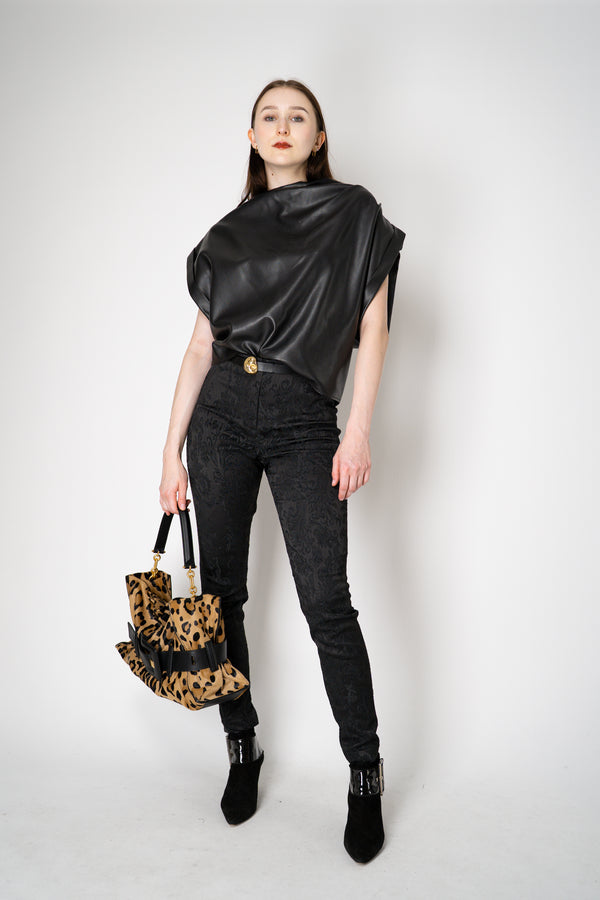 Balmain Faux Leather Draped Sleeveless Top in Black Vancouver. Shop Online or in Store.