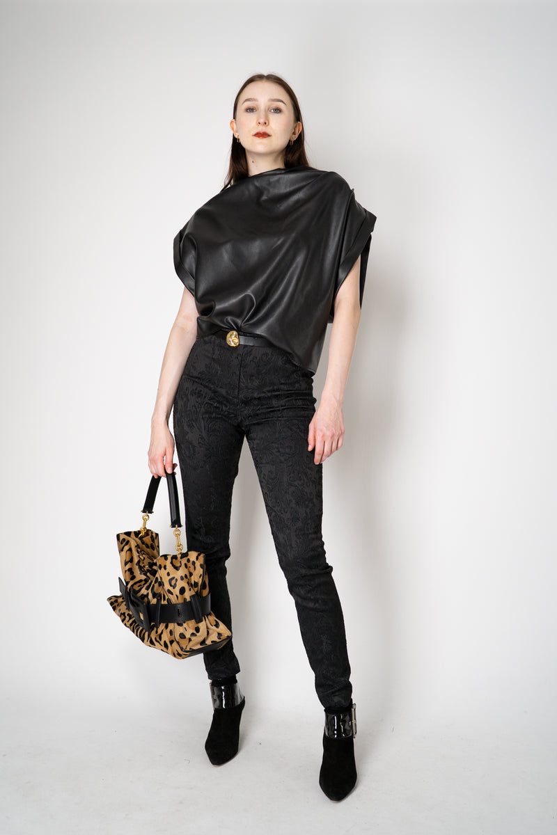 Balmain Faux Leather Draped Sleeveless Top in Black Vancouver. Shop Online or in Store.