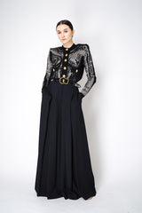 Balmain Jacquard Knit Cardigan with Lurex Body Motif in Black Vancouver. Shop Online or in Store.