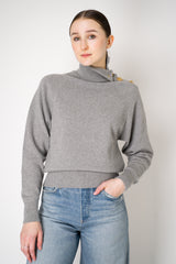 Balmain Knit Cashmere Cropped Turtleneck Sweater in Heather Grey Vancouver. Shop Online or in Store.