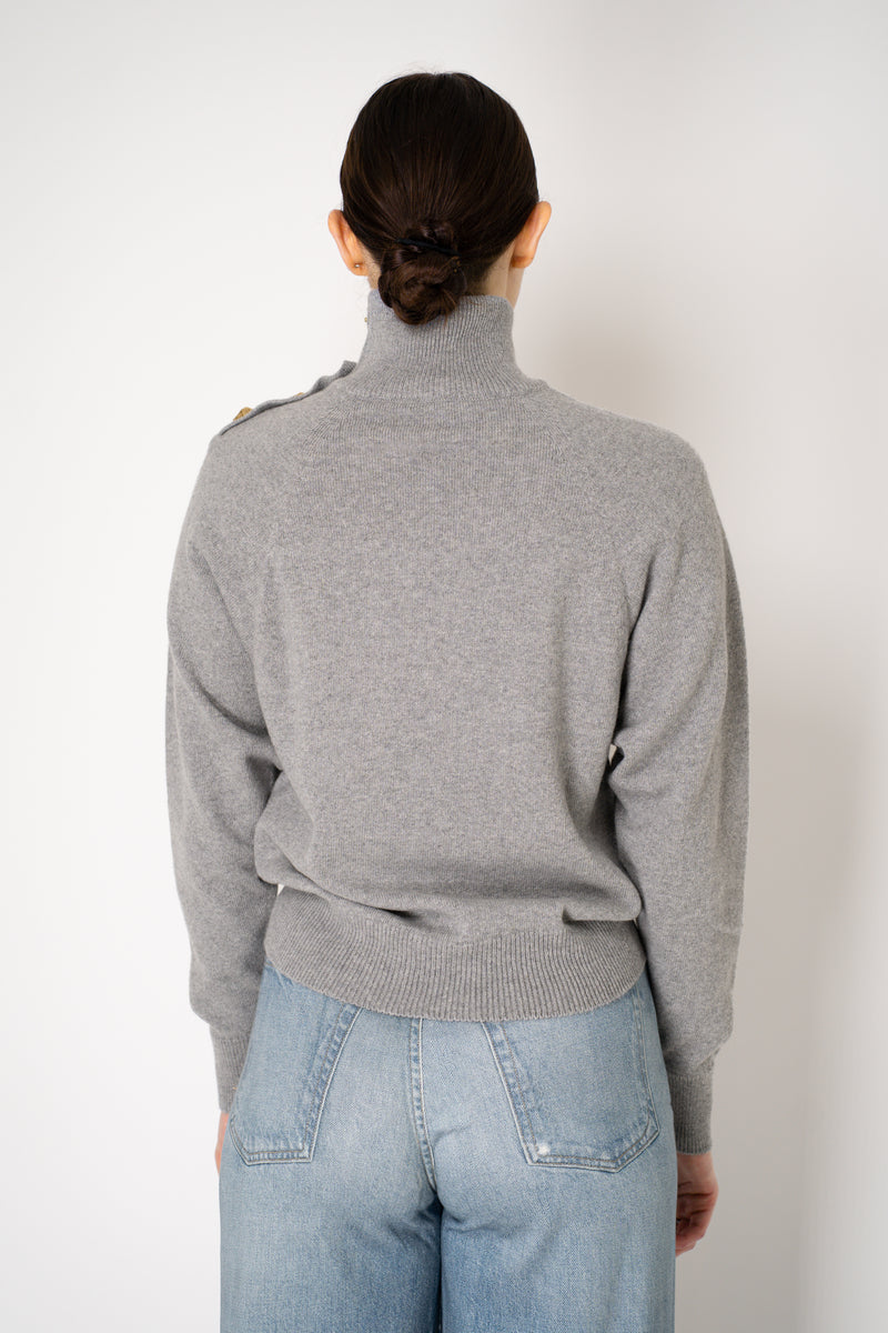 Balmain Knit Cashmere Cropped Turtleneck Sweater in Heather Grey Vancouver. Shop Online or in Store.