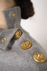 Balmain Knit Cashmere Cropped Turtleneck Sweater in Heather Grey Vancouver. Shop Online or in Store.