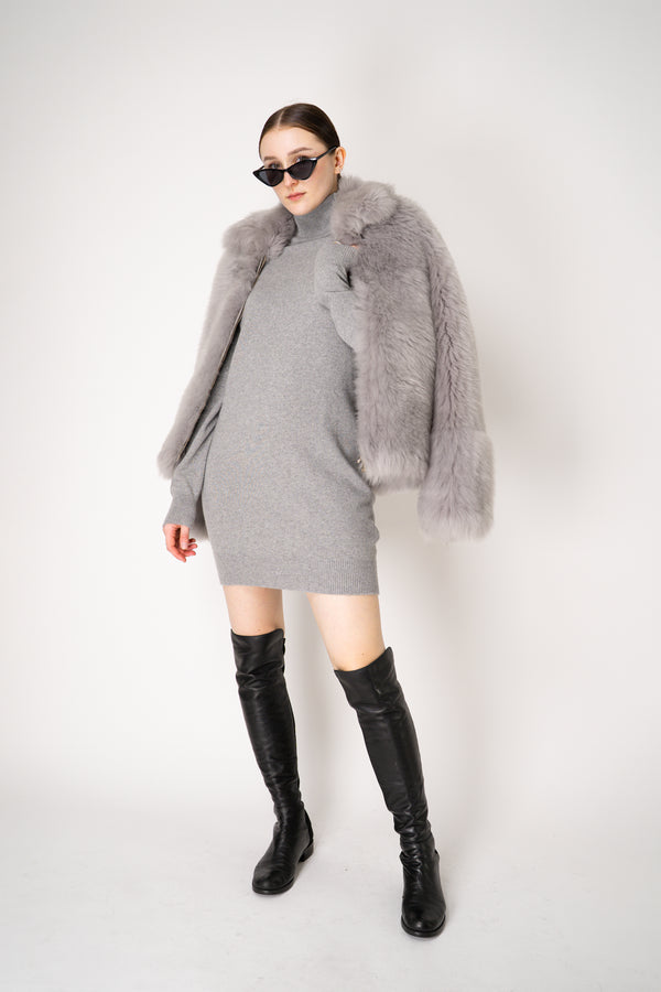 Balmain Knit Cashmere Jumper Dress in Heather Grey Vancouver. Shop Online or in Store.