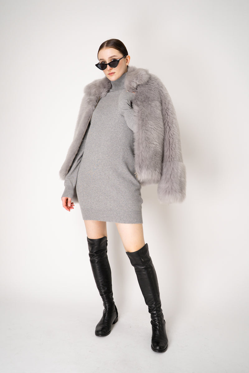 Balmain Knit Cashmere Jumper Dress in Heather Grey Vancouver. Shop Online or in Store.