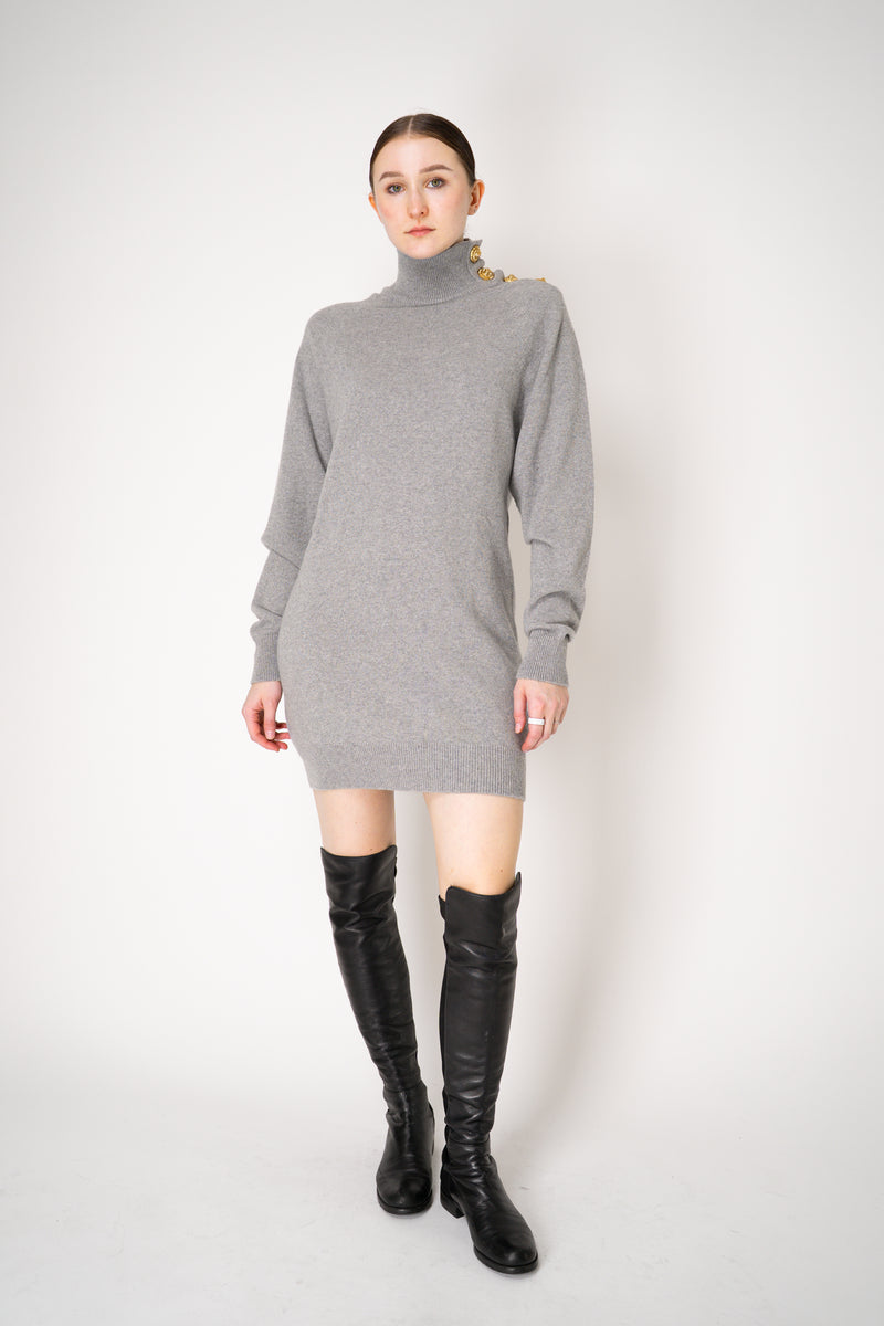 Balmain Knit Cashmere Jumper Dress in Heather Grey Vancouver. Shop Online or in Store.