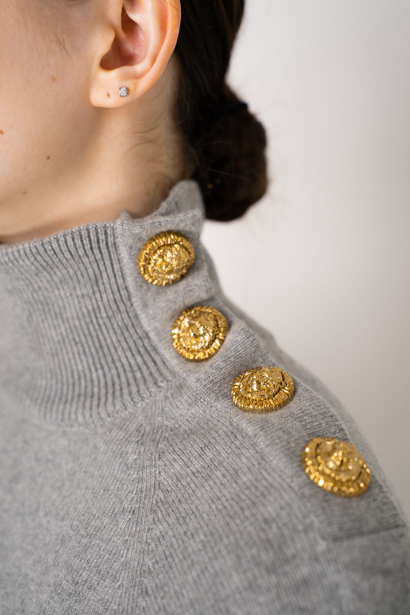 Balmain Knit Cashmere Jumper Dress in Heather Grey Vancouver. Shop Online or in Store.