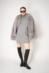 Balmain Knit Cashmere Jumper Dress in Heather Grey Vancouver. Shop Online or in Store.