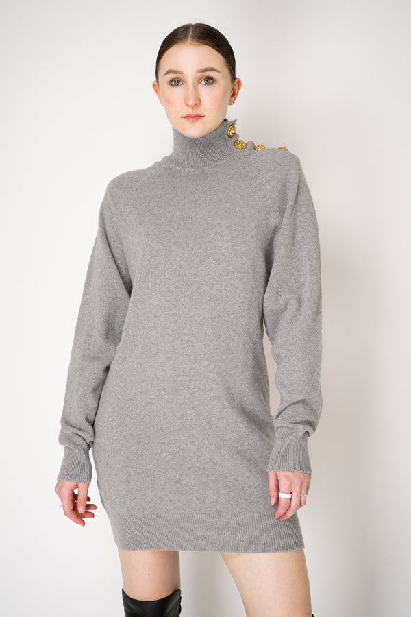 Balmain Knit Cashmere Jumper Dress in Heather Grey Vancouver. Shop Online or in Store.