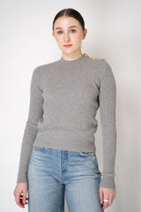 Balmain Knit Cashmere Ribbed Crew Pullover  in Heather Grey Vancouver. Shop Online or in Store.