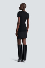 Balmain Layered Effect Draped Cotton T-Shirt in Black Vancouver. Shop Online or in Store.