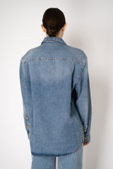 Balmain Light-Weight Denim Chemise in Blue Vancouver. Shop Online or in Store.