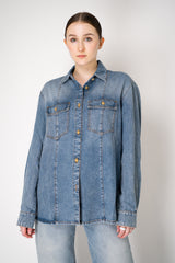 Balmain Light-Weight Denim Chemise in Blue Vancouver. Shop Online or in Store.