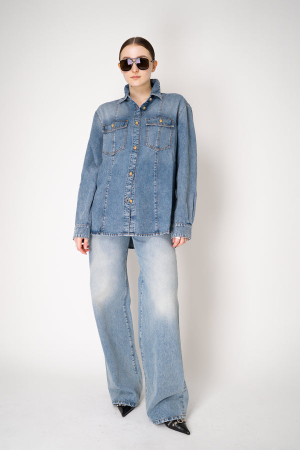 Balmain Light-Weight Denim Chemise in Blue Vancouver. Shop Online or in Store.