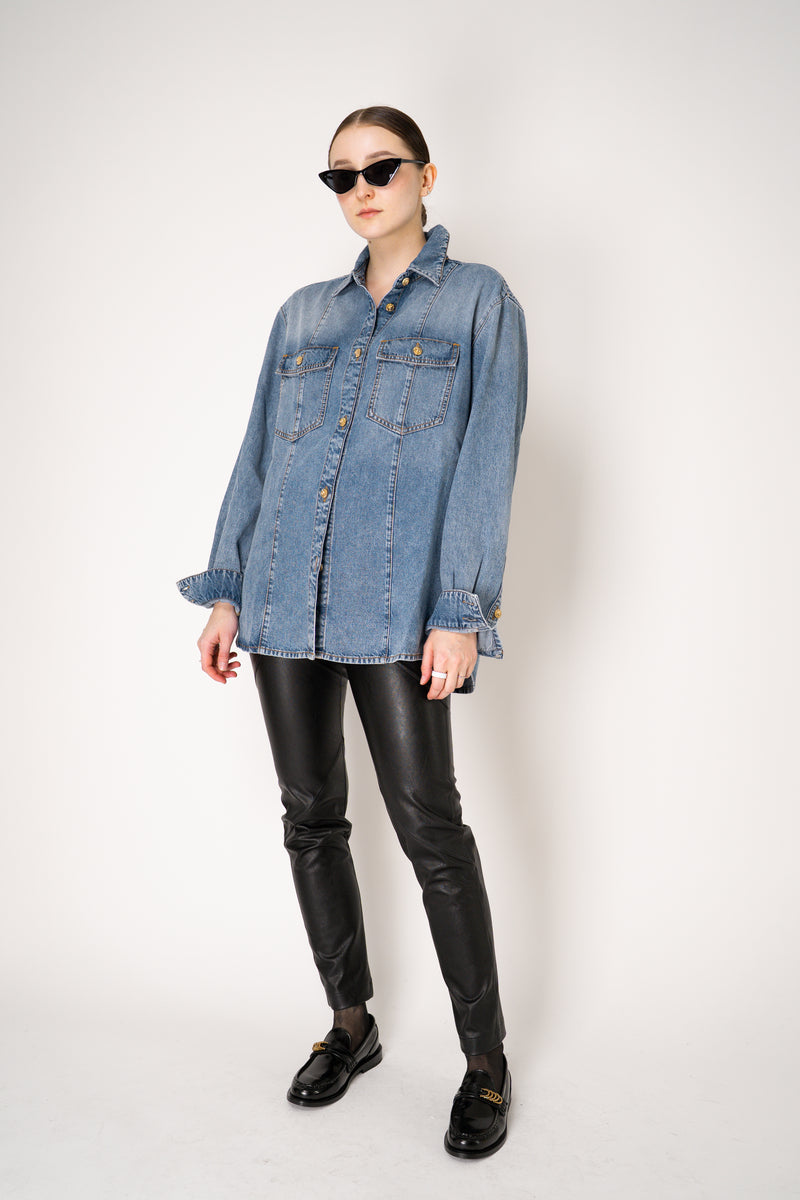 Balmain Light-Weight Denim Chemise in Blue Vancouver. Shop Online or in Store.