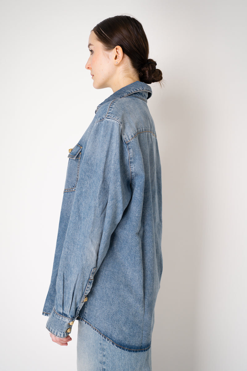 Balmain Light-Weight Denim Chemise in Blue Vancouver. Shop Online or in Store.