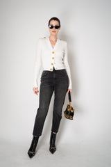 Balmain Long Sleeve Cable-Knit V-neck Cardigan in White Vancouver. Shop Online or in Store.