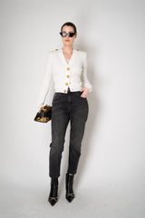 Balmain Long Sleeve Cable-Knit V-neck Cardigan in White Vancouver. Shop Online or in Store.