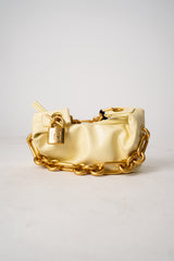 Balmain Mini Sync Hanbag in Calfskin Leather in Pastel Yellow Vancouver. Shop Online or in Store.