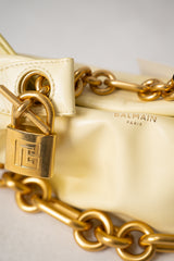 Balmain Mini Sync Hanbag in Calfskin Leather in Pastel Yellow Vancouver. Shop Online or in Store.