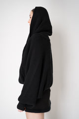 Balmain Oversized Knit Drapy Hooded Pullover in Black Vancouver. Shop Online or in Store.