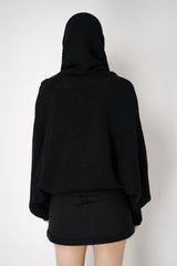 Balmain Oversized Knit Drapy Hooded Pullover in Black Vancouver. Shop Online or in Store.