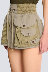 Balmain Pull-On Style Cotton Twill Cargo Shorts in Olive Green Vancouver. Shop Online or in Store.